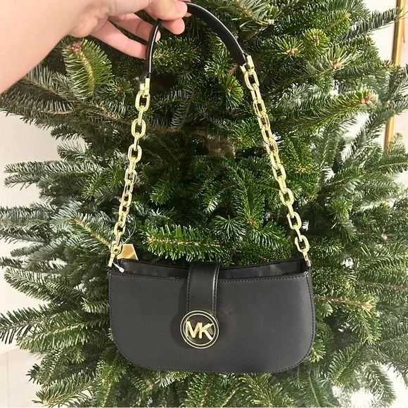 Michael Kors Black Gold Chain Shoulder Bag - Picture 3 of 7